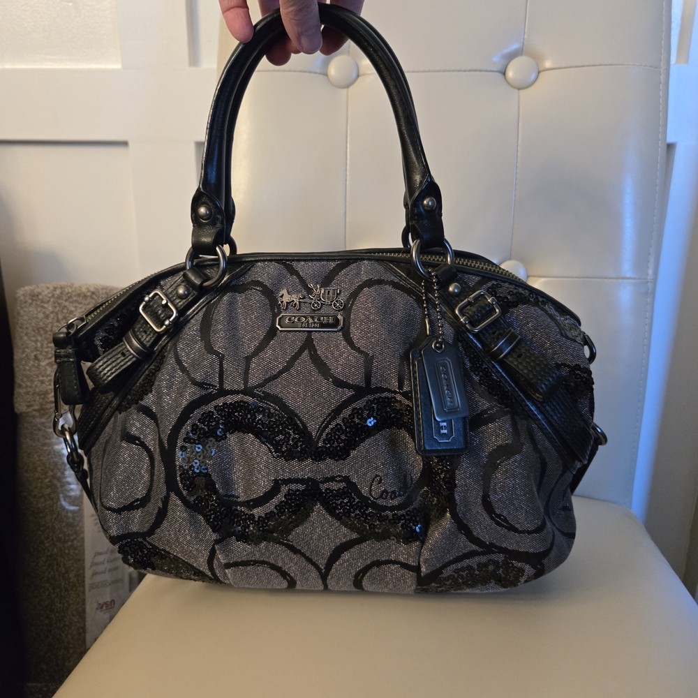 COACH 15945 Madison Sequin OP Art Sophia Satchel Handbag Purse